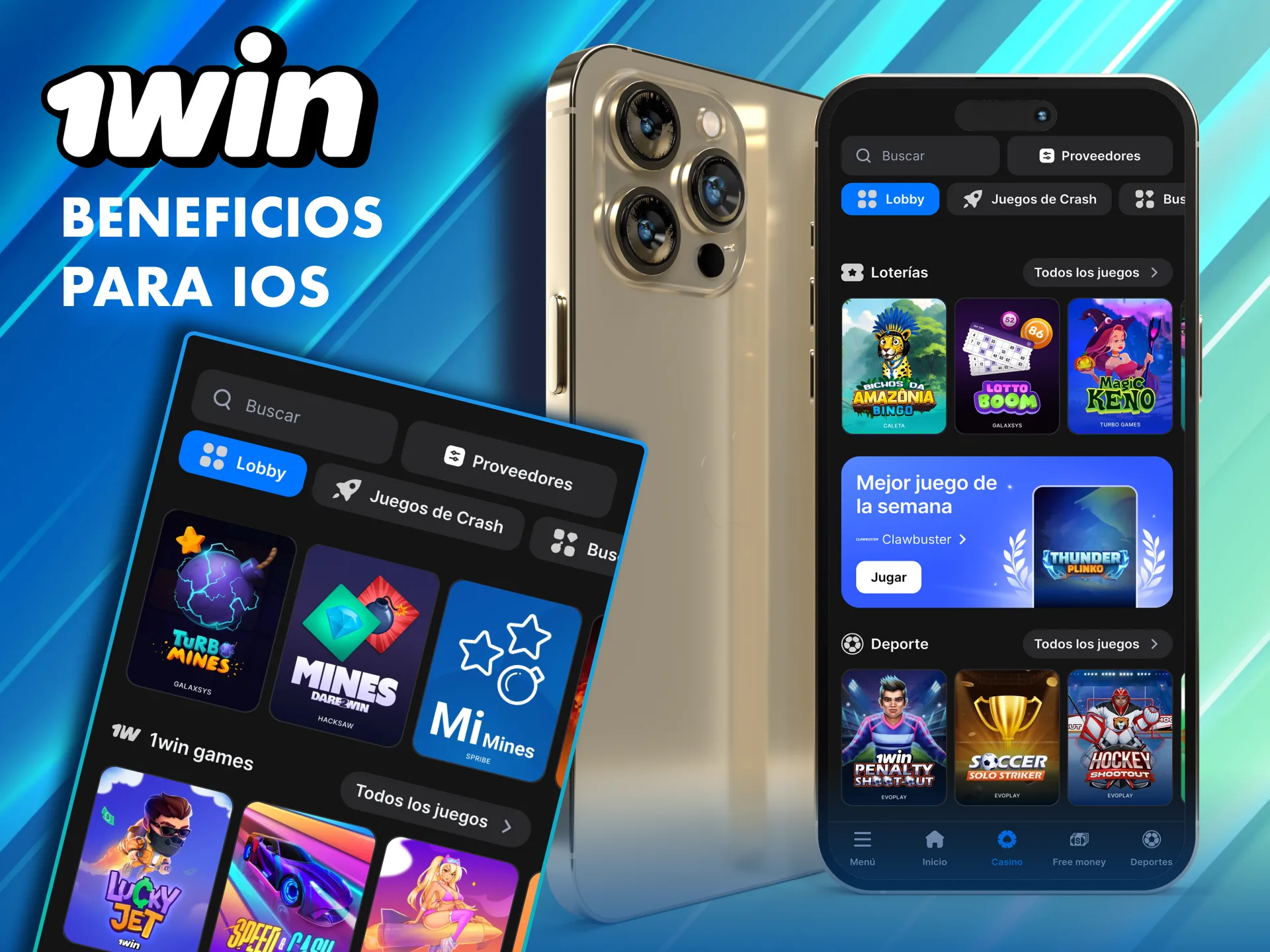 Experiencia completa en apuestas y casino con la app 1Win para iOS.