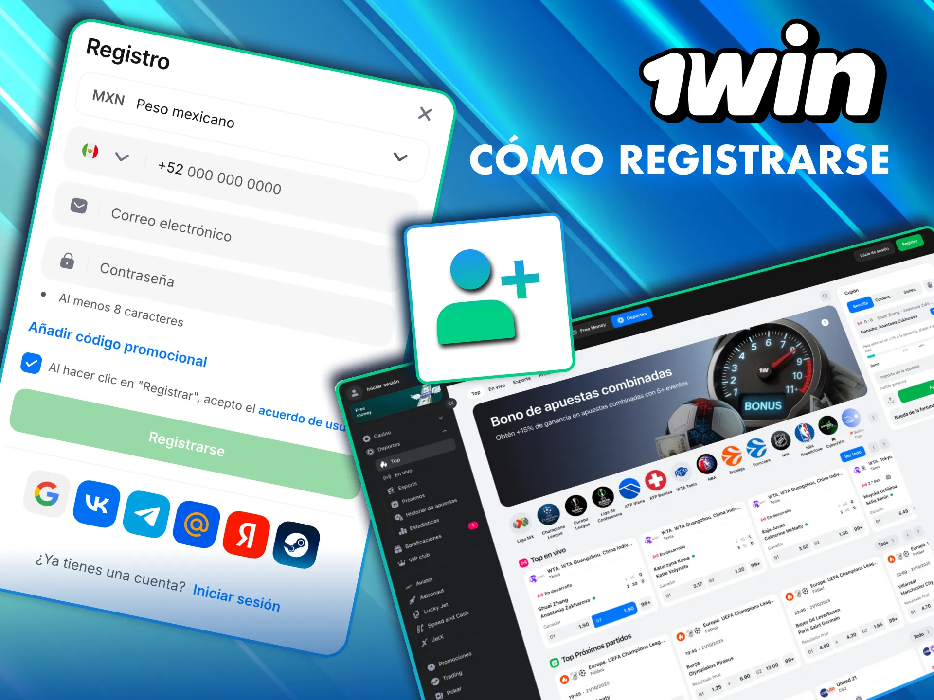 Guía paso a paso para registrarte en 1Win desde web o app.
