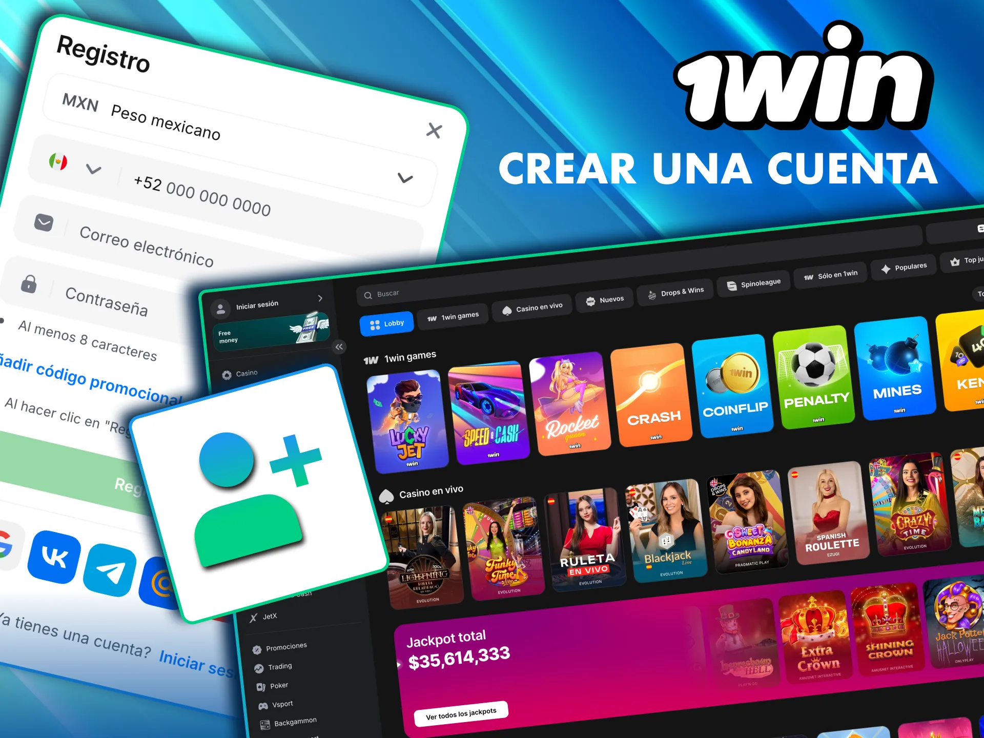 Regístrate en 1Win México en solo 3 minutos.