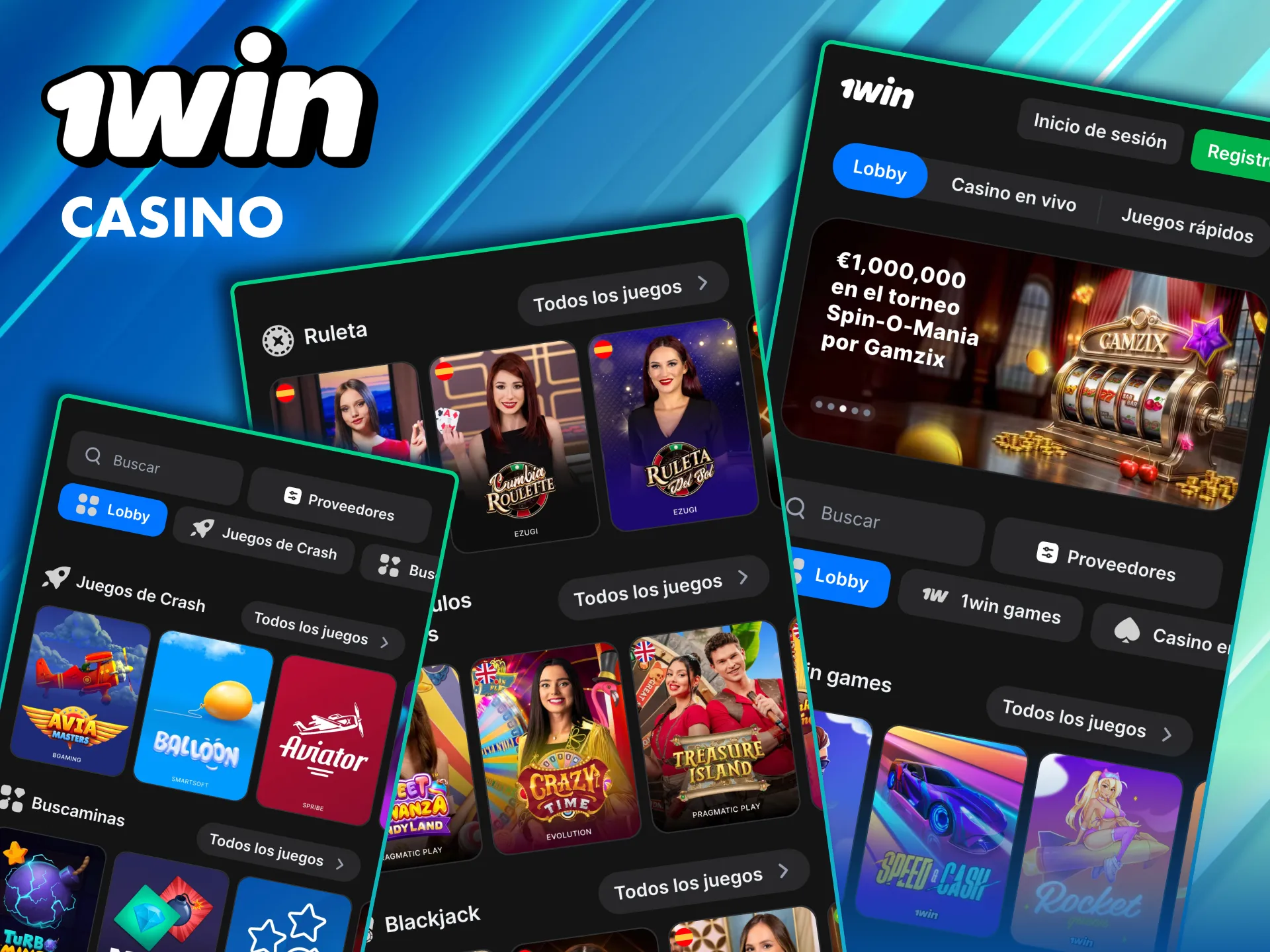 Tragamonedas, mesas clásicas y bonos en el casino 1Win.