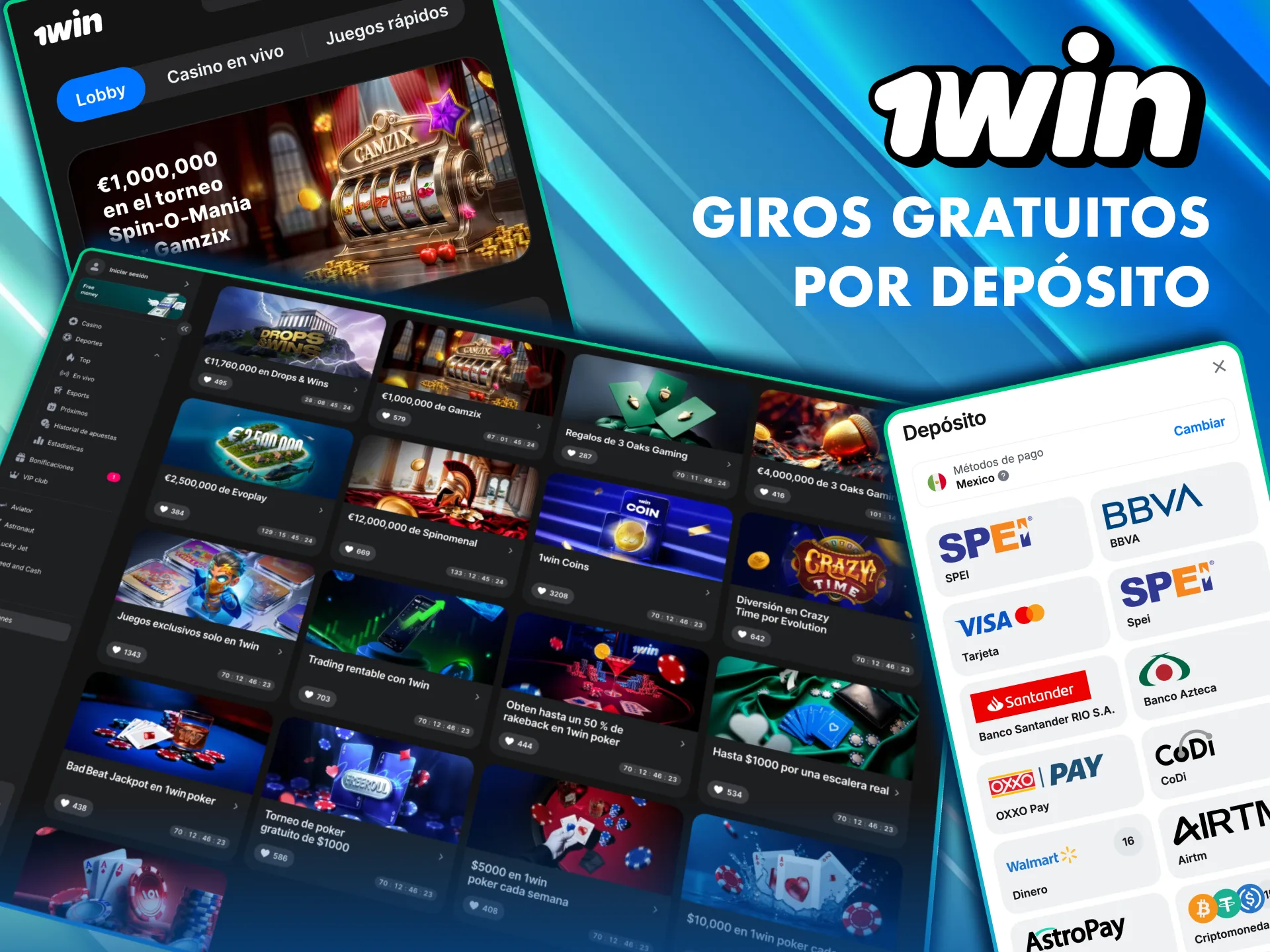 Obtén giros gratis en 1Win y transfiere ganancias al saldo principal.