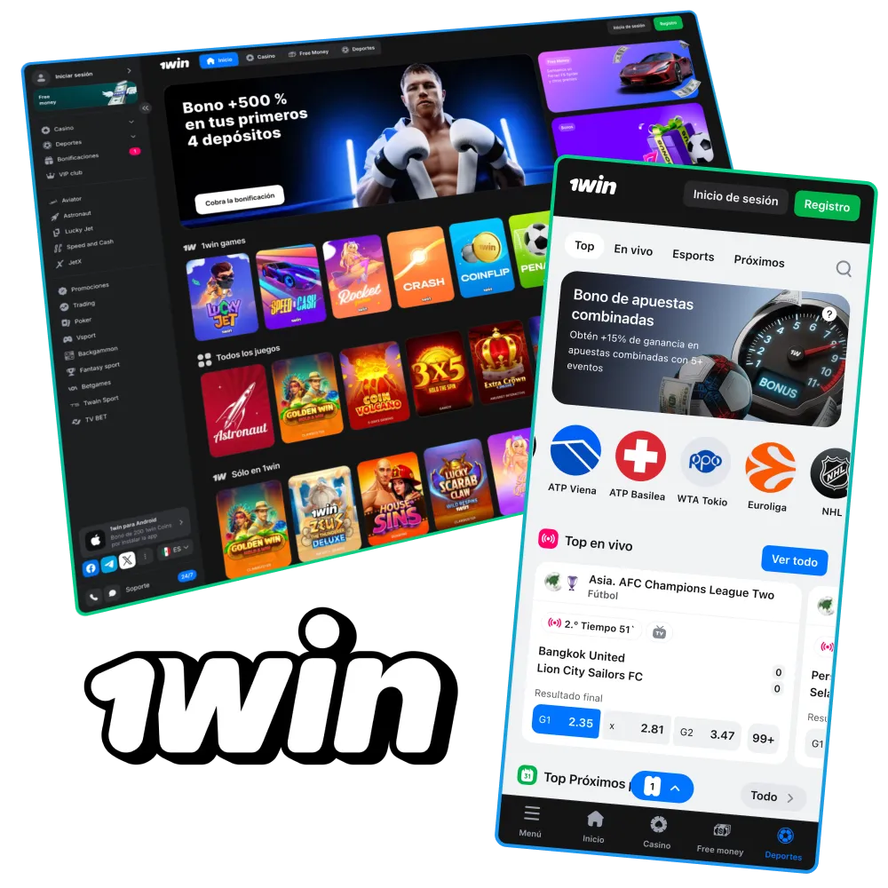 Plataforma 1Win México con bono de bienvenida del 500%.